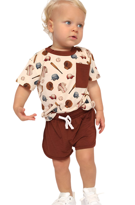 Baseball Bamboo Varsity Short Set - T-shirt & Shorts