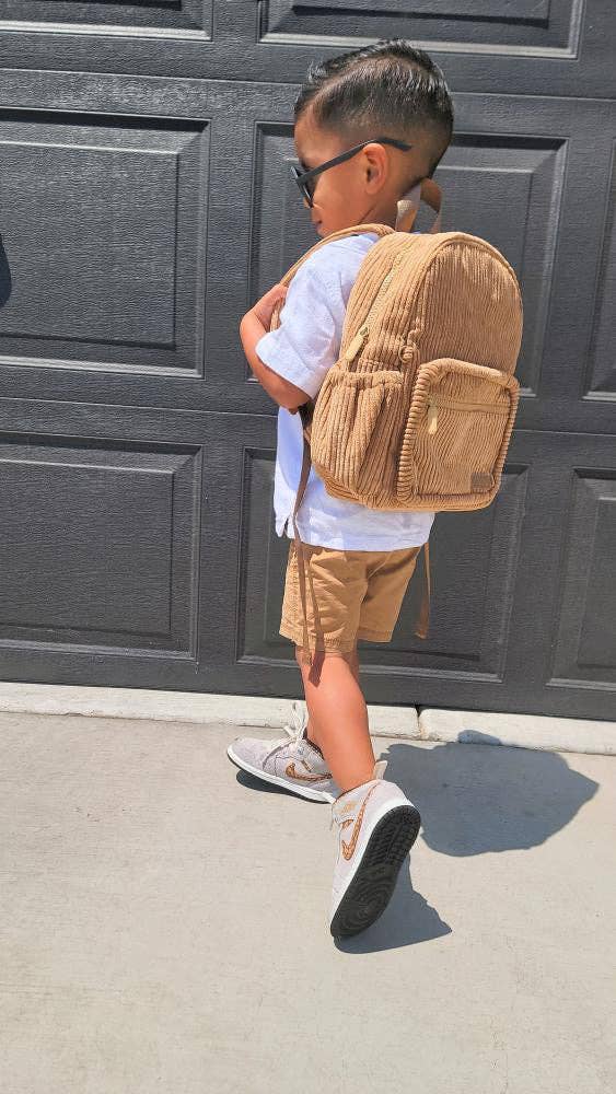 Camel Corduroy Mini Backpack