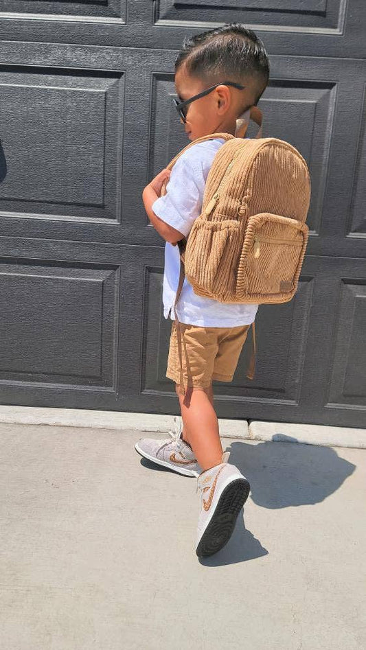 Camel Corduroy Mini Backpack