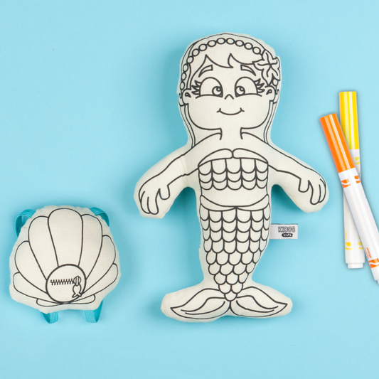 Mermaid with Mini Shell Backpack - Coloring Doll