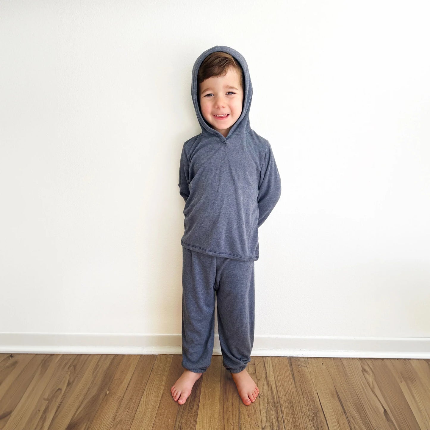 Blue Slub Hoodie and Pant Set