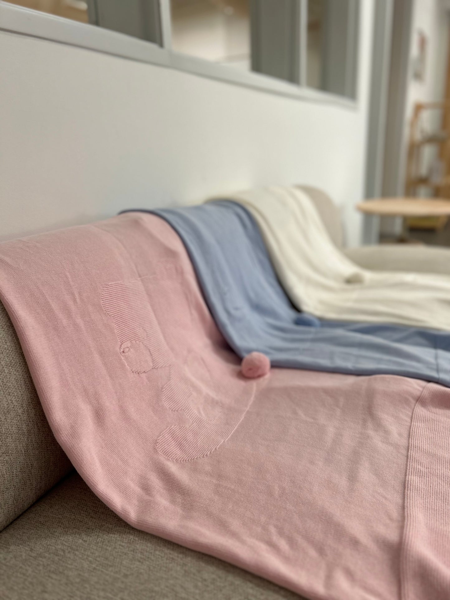 Baby Teddy Bear Knit Blanket