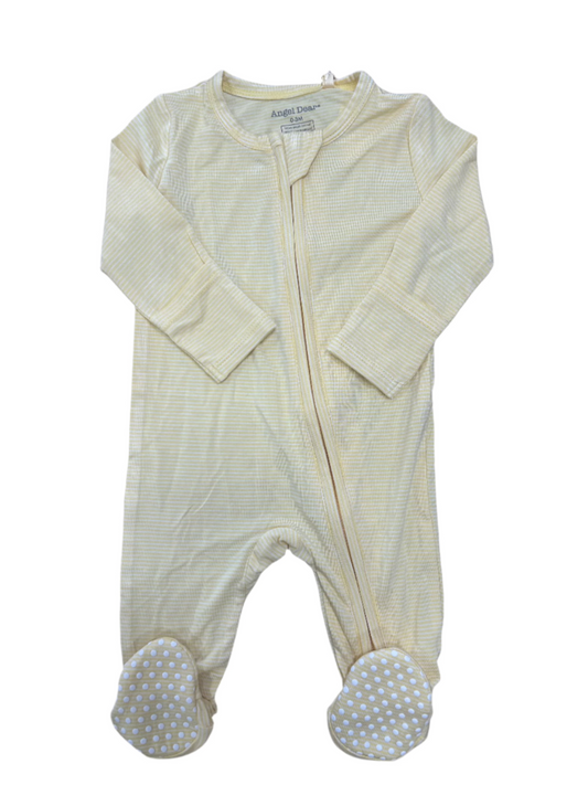 Yellow Striped 2-Way Zipper Footie