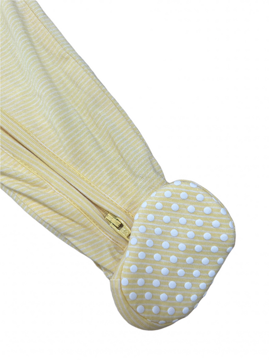 Yellow Striped 2-Way Zipper Footie