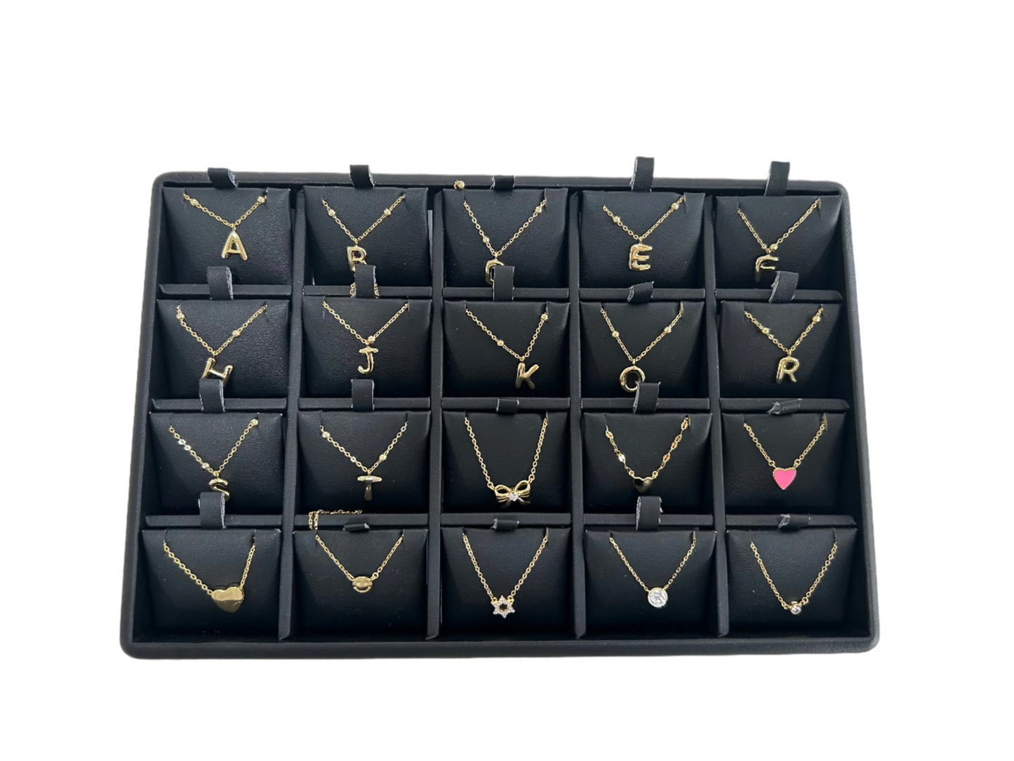 Gold Bubble Letter Brass Necklace