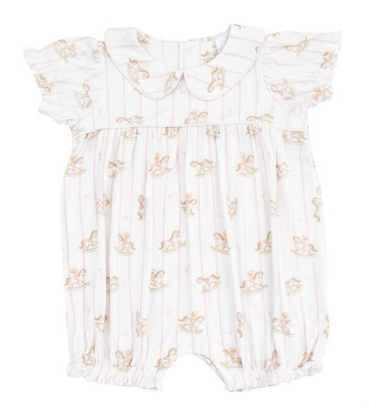 Pink Vintage Rocking Horse Romper