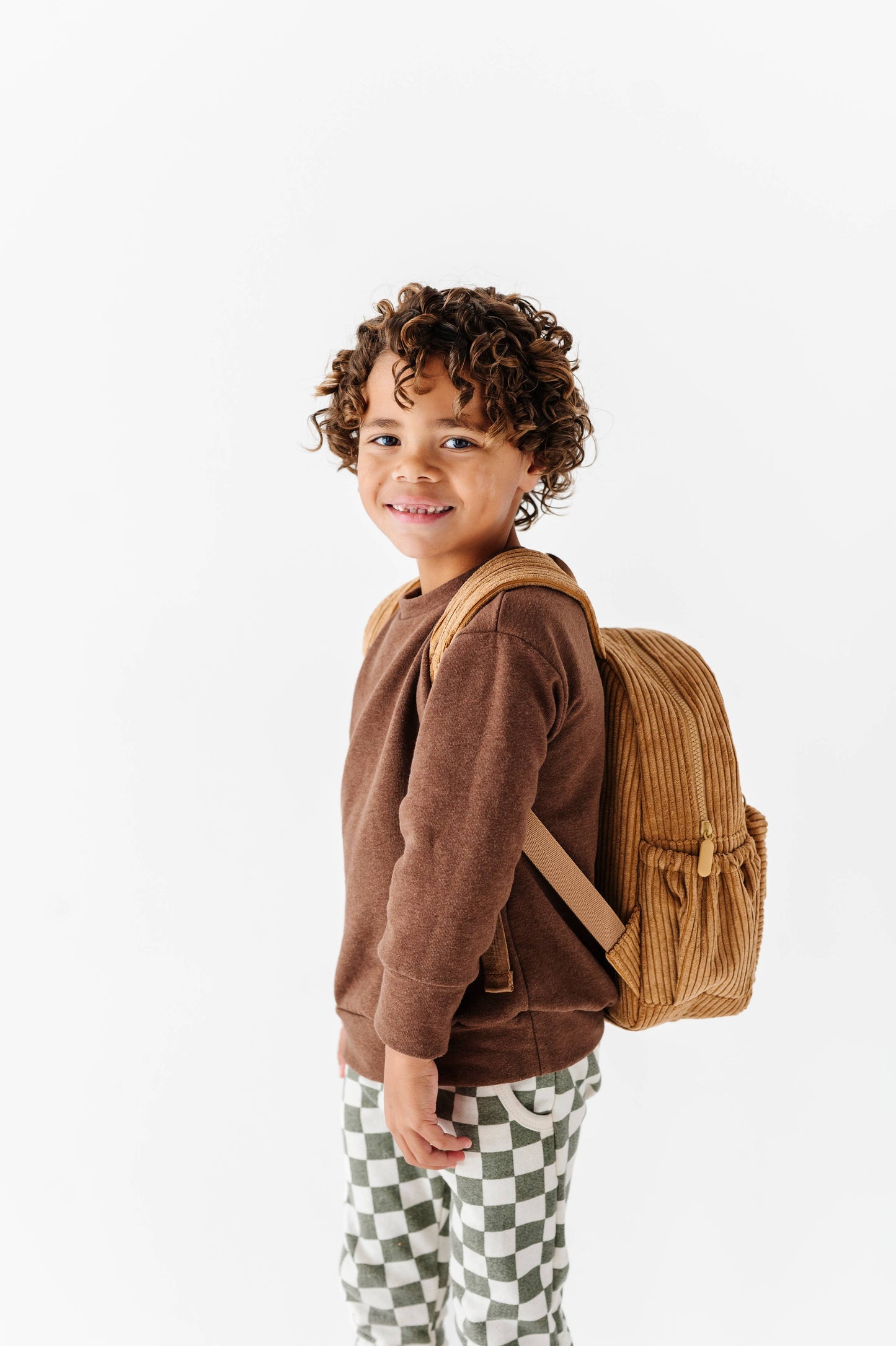Camel Corduroy Mini Backpack