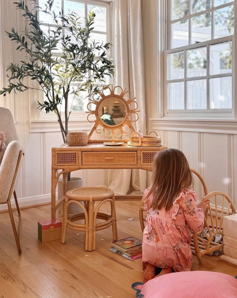 Kai Rattan Kids Vanity & Stool