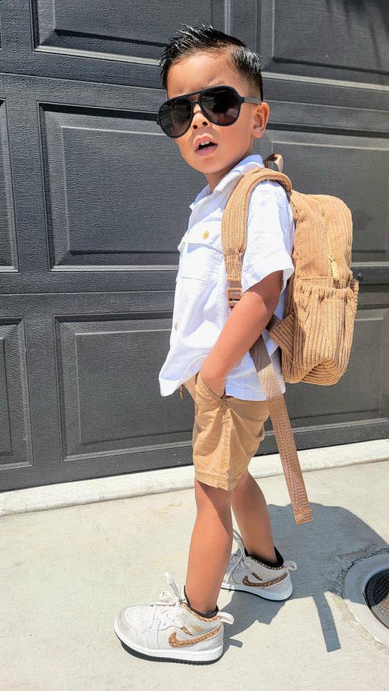 Camel Corduroy Mini Backpack
