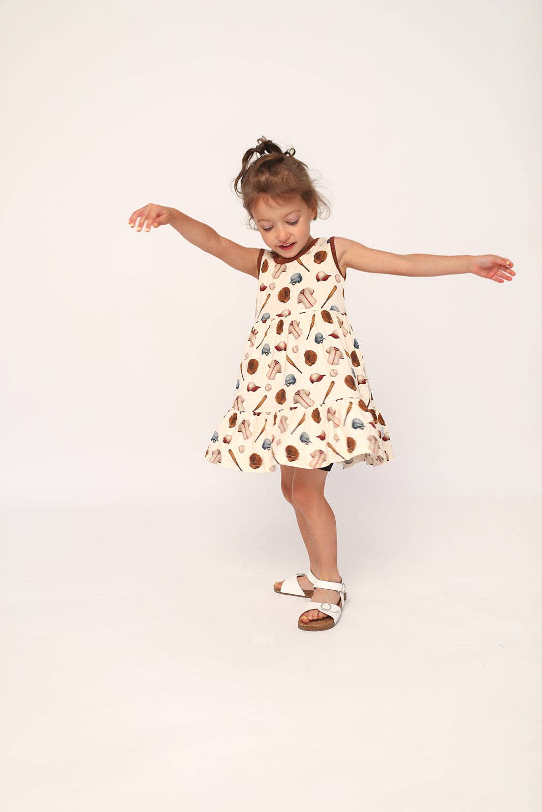 Baseball Bamboo Tiered Twirl Dress - with Pockets