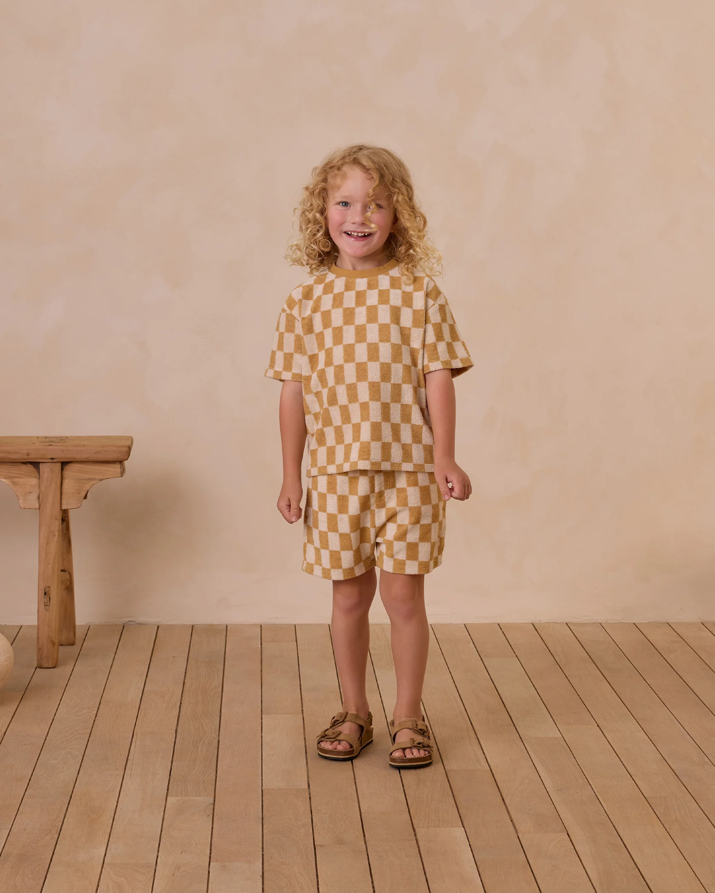 Marigold Check Terry Boys Short
