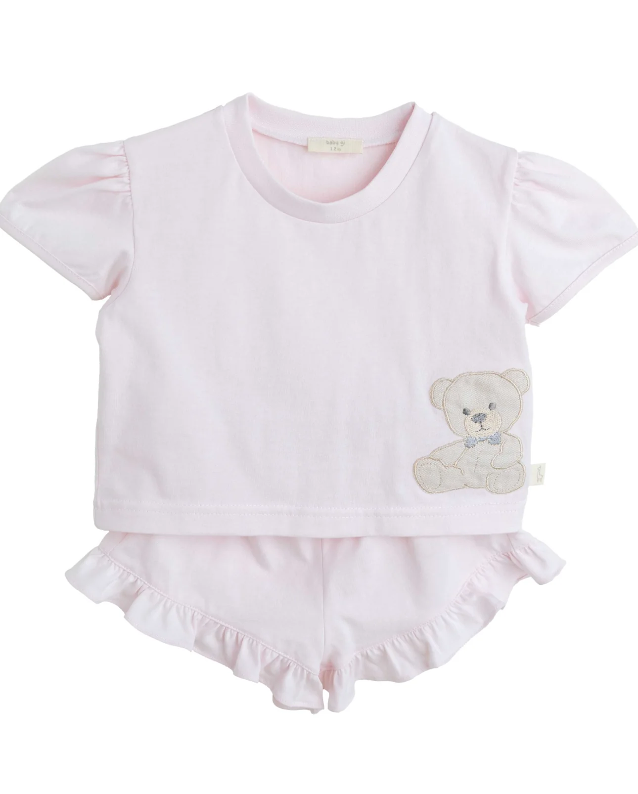 Pink Teddy Bear Ruffle Short Set
