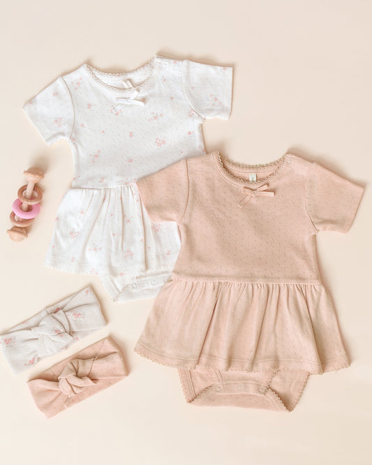 Pointelle Skirted Bodysuit Pink Ditsy