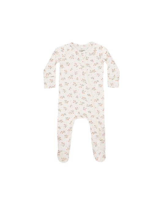 Strawberries Bamboo Zip Footie