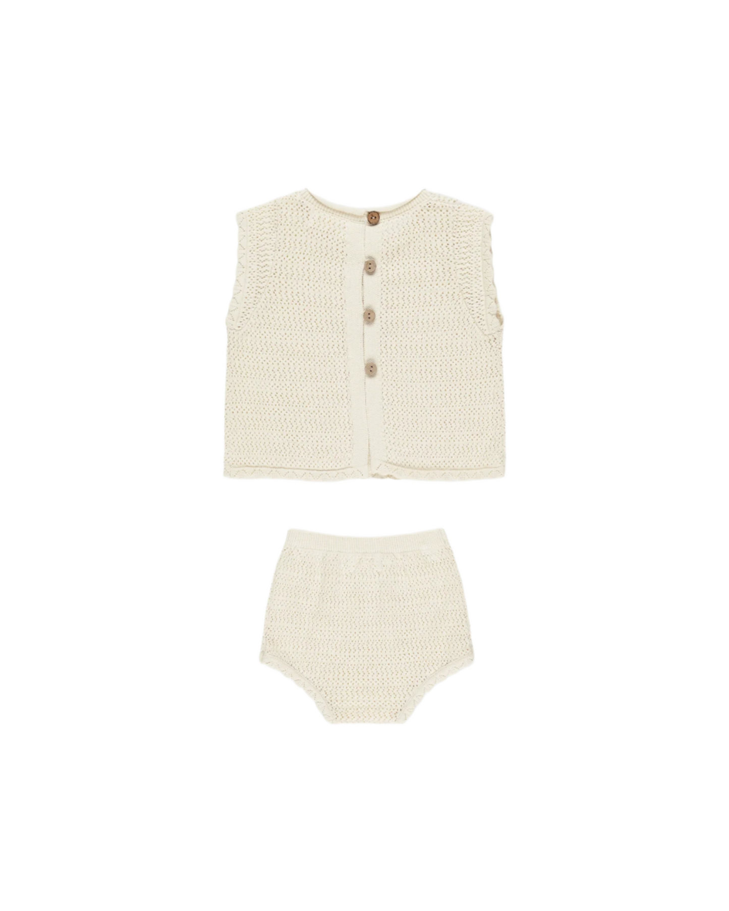 Scallop Knit Baby Set Cherry