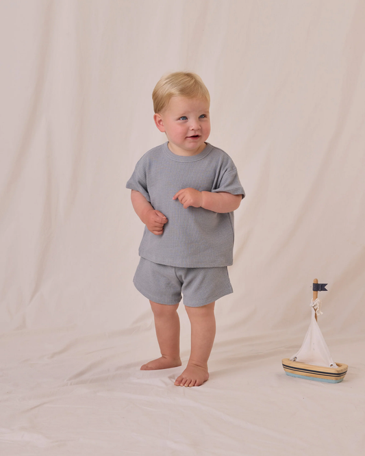 Blue Waffle Set Tee + Short