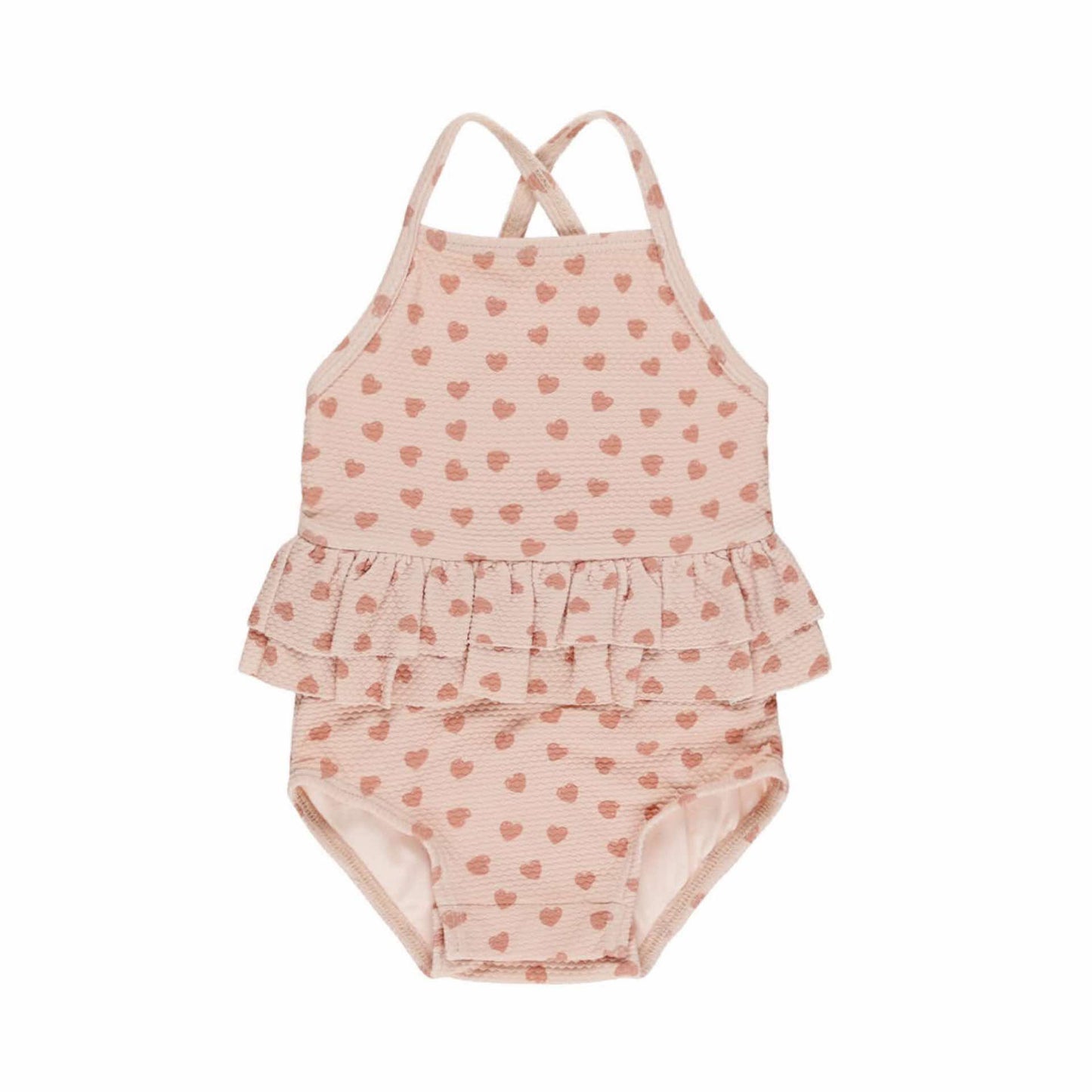 Hearts Print Ruffled One-Piece Swimsuit