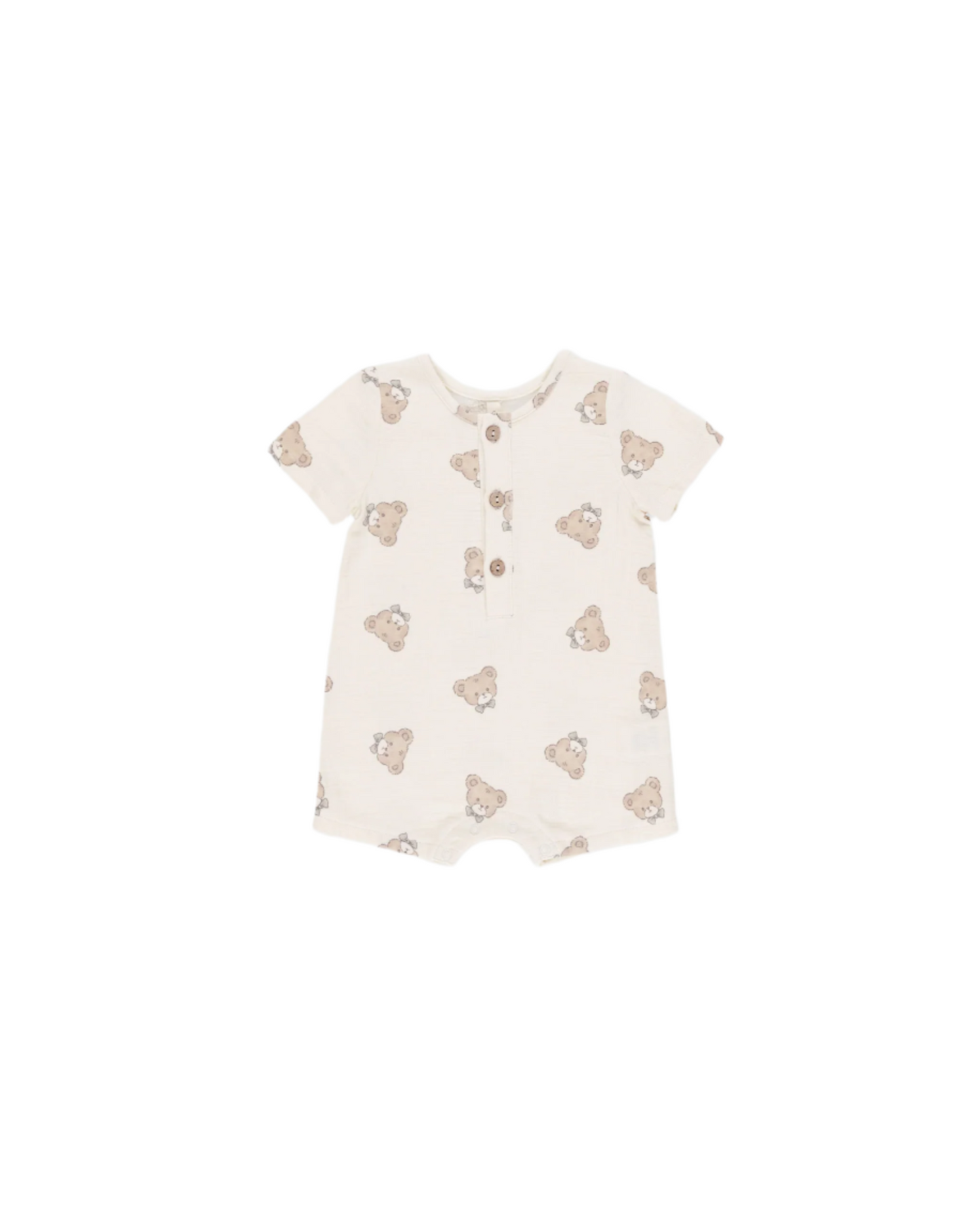 Short Sleeve Woven Romper Teddy