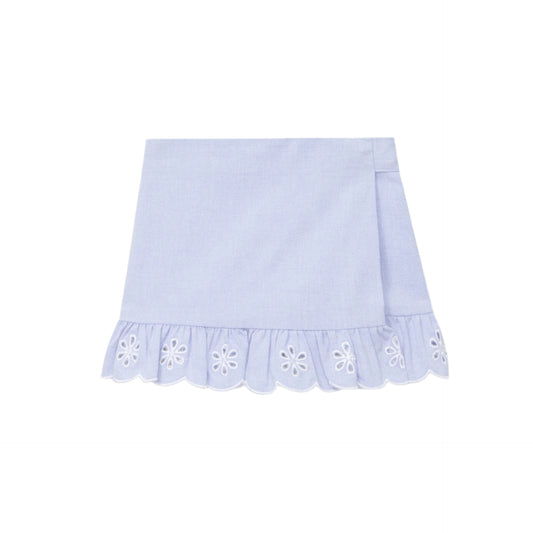 Blue Flower Stitched Skort