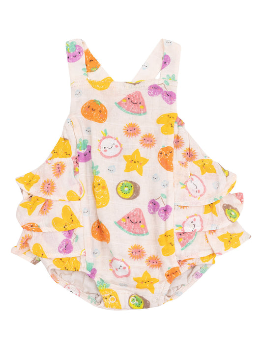 Tropical Fruit Market Ruffle Sunsuit
