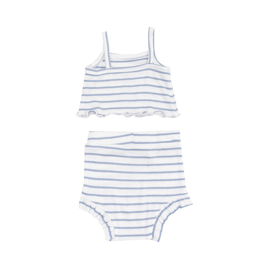 Stripe Dusty Blue Tank Top & High Waisted Short