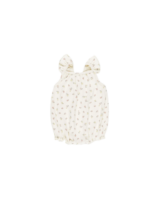 Ribbed Ruffle Romper Fleur
