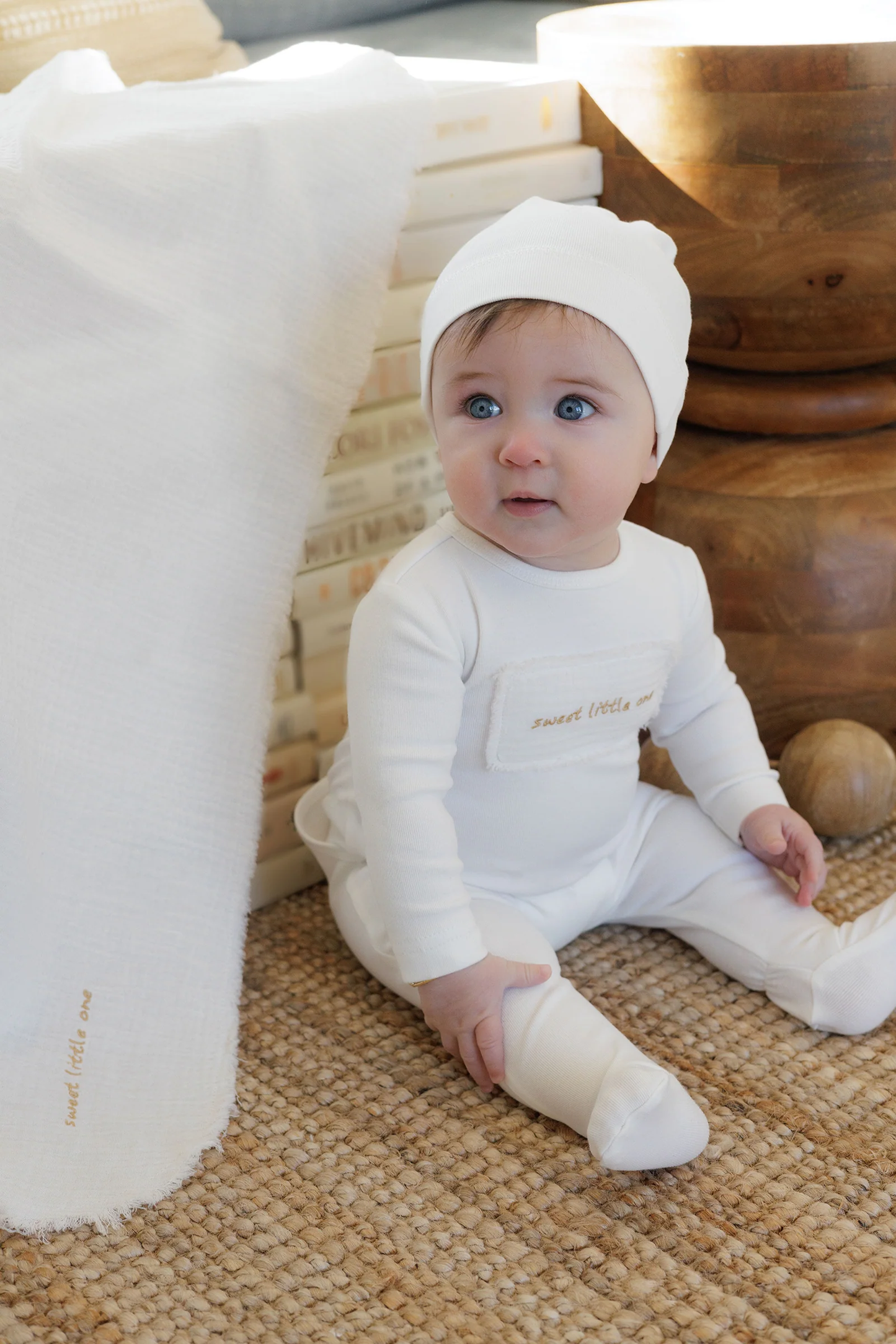 White "Sweet Little One" Muslin Blanket