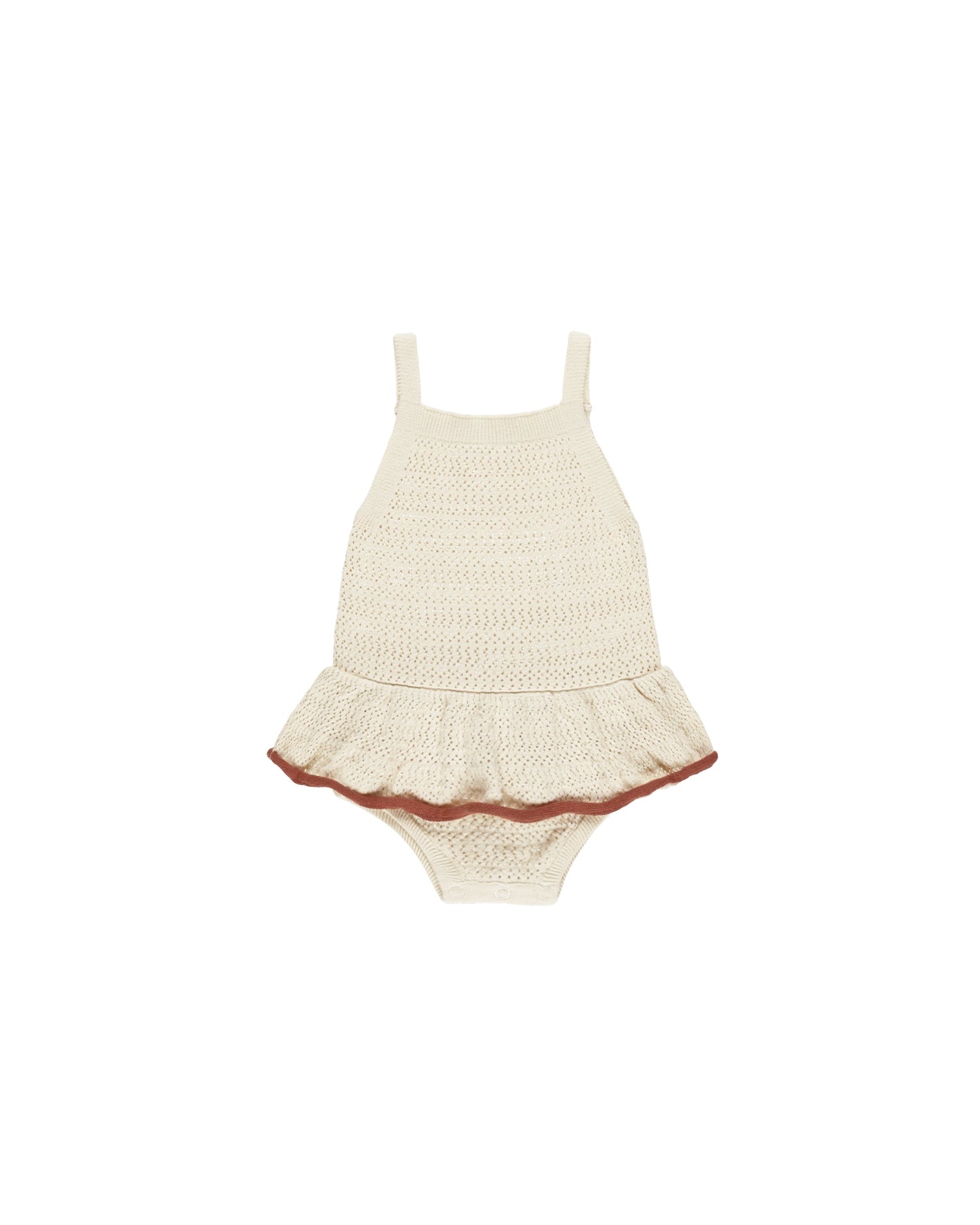 Crochet Ruffle Romper Natural