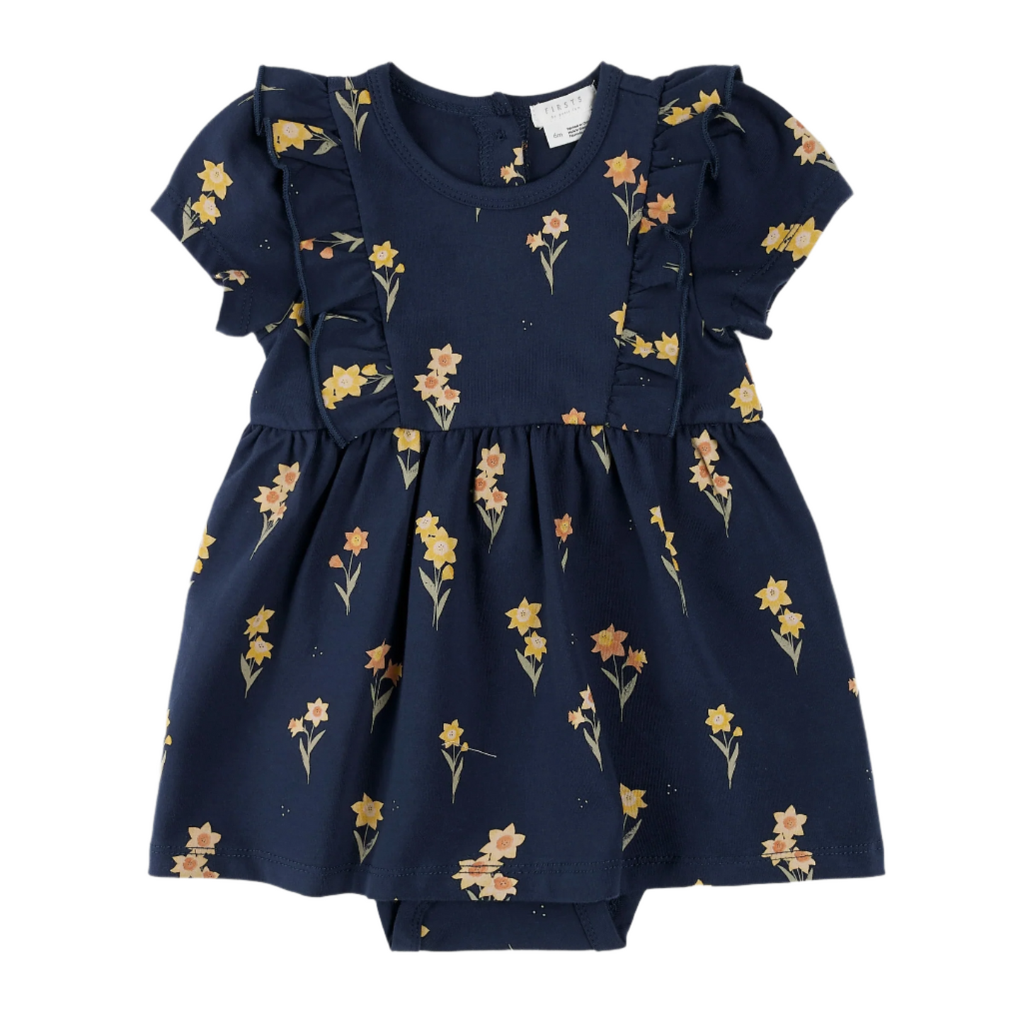 Daffodils on Navy Bodysuit Dress