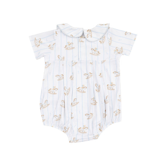Blue Vintage Rocking Horse Romper