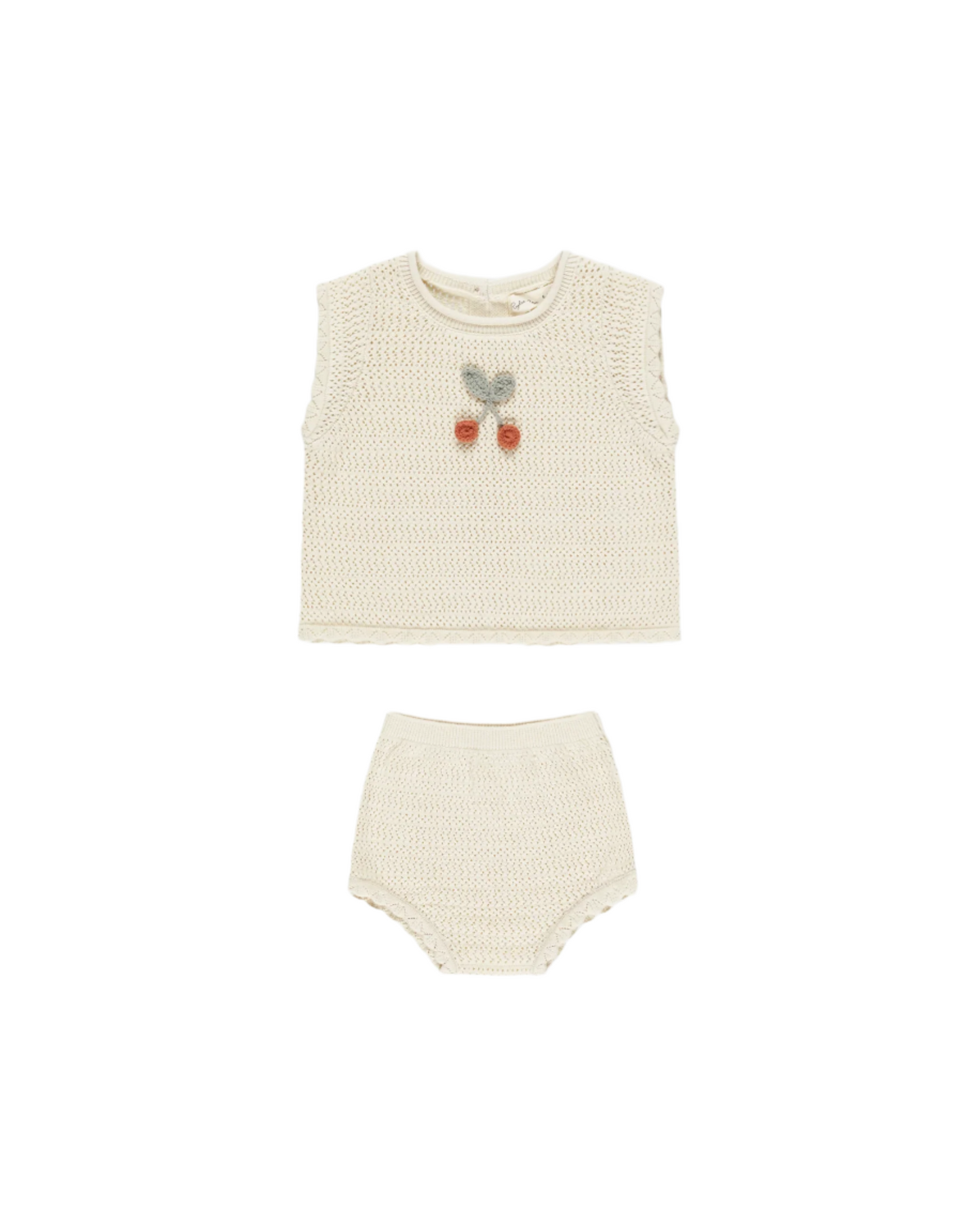 Scallop Knit Baby Set Cherry