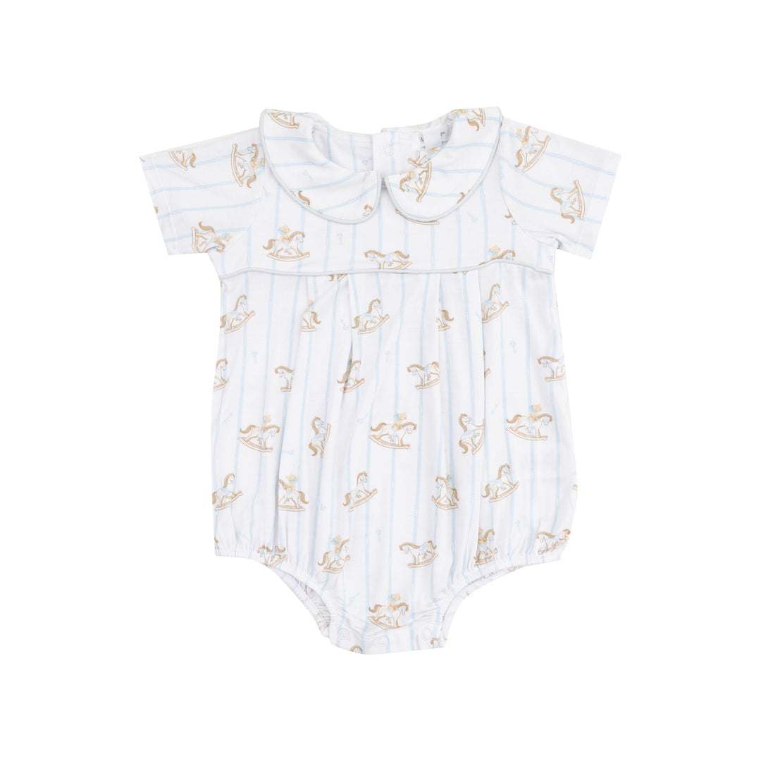 Blue Vintage Rocking Horse Romper