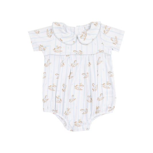 Blue Vintage Rocking Horse Romper