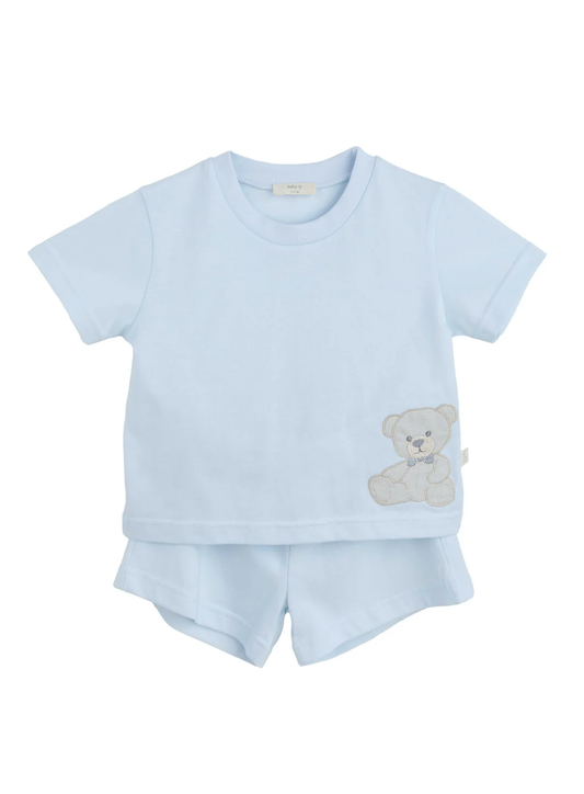 Blue Teddy Bear Short Set