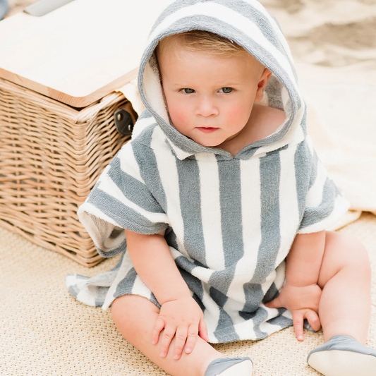 Faded Blue Striped Beach Poncho