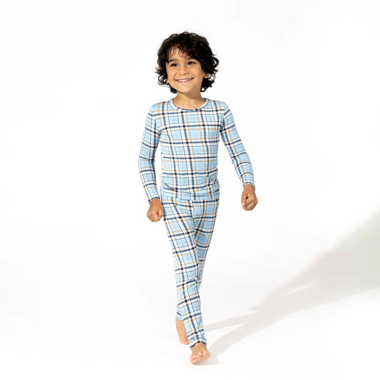 Holiday Plaid Blue Bamboo Pajamas