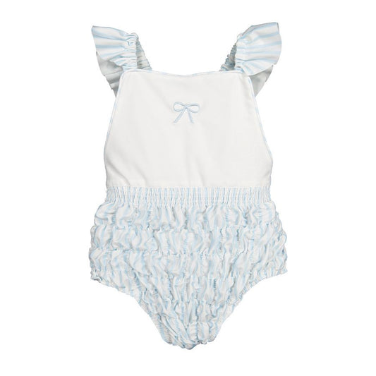 Stripes Blue Frilled Swimsuit
