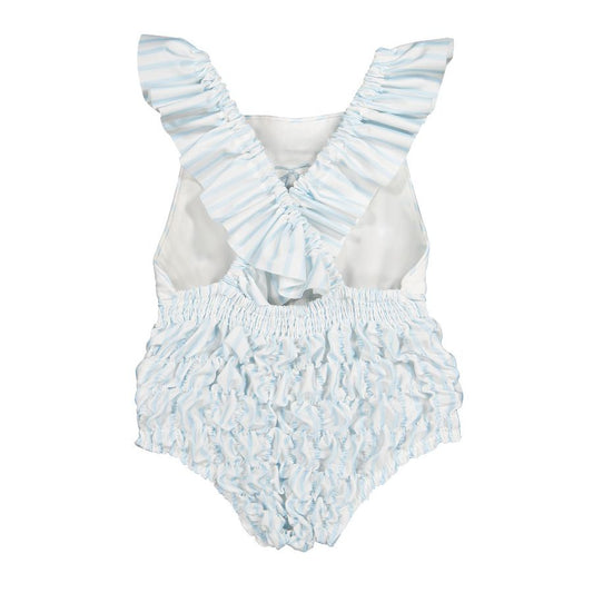 Stripes Blue Frilled Swimsuit