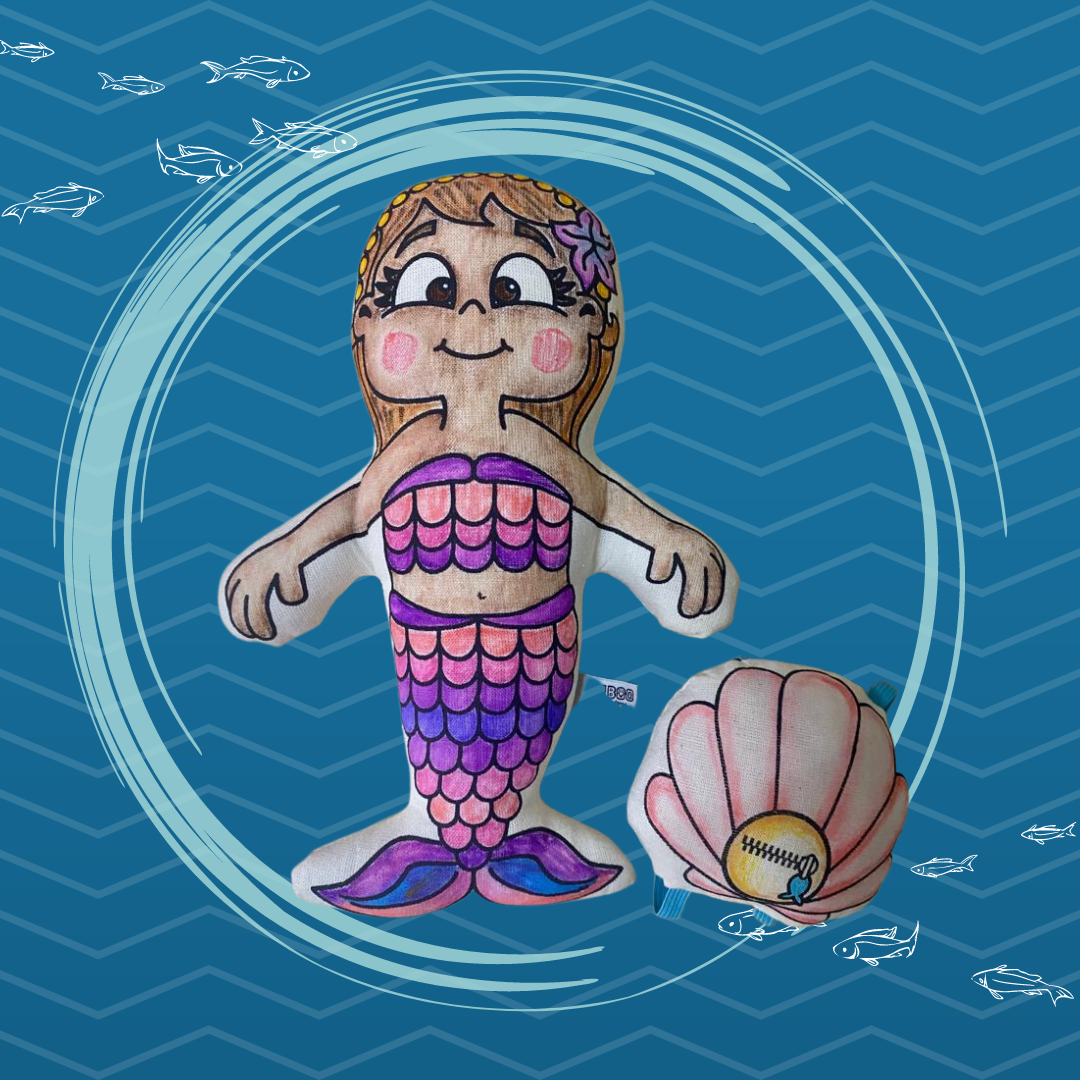 Mermaid with Mini Shell Backpack - Coloring Doll