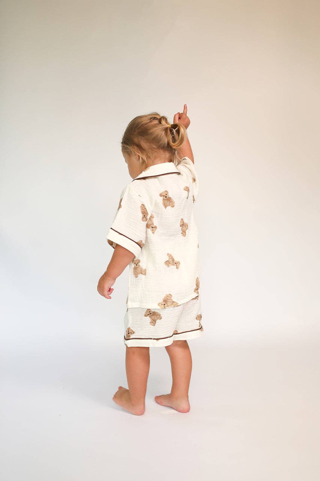 Teddy Bear Short Pajamas- Cream