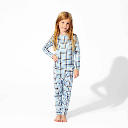 Holiday Plaid Blue Bamboo Pajamas