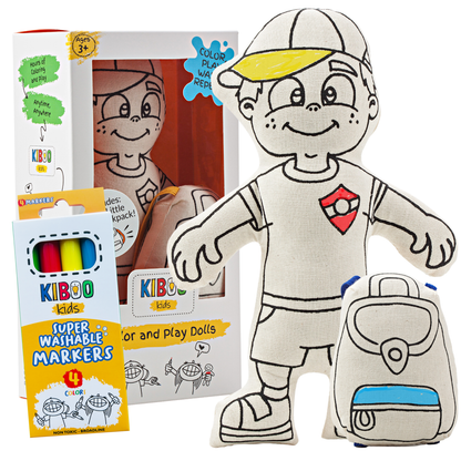 Color your Own- Boy with Cap Doll