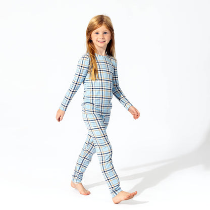 Holiday Plaid Blue Bamboo Pajamas