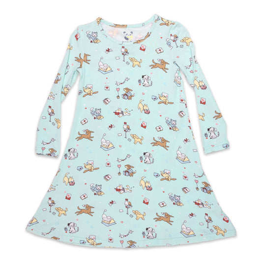 Puppy Love Valentine's Day Dogs Bamboo Girls' Dress