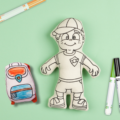 Color your Own- Boy with Cap Doll