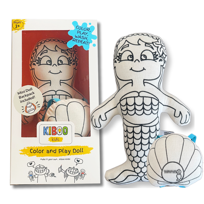 Mermaid with Mini Shell Backpack - Coloring Doll