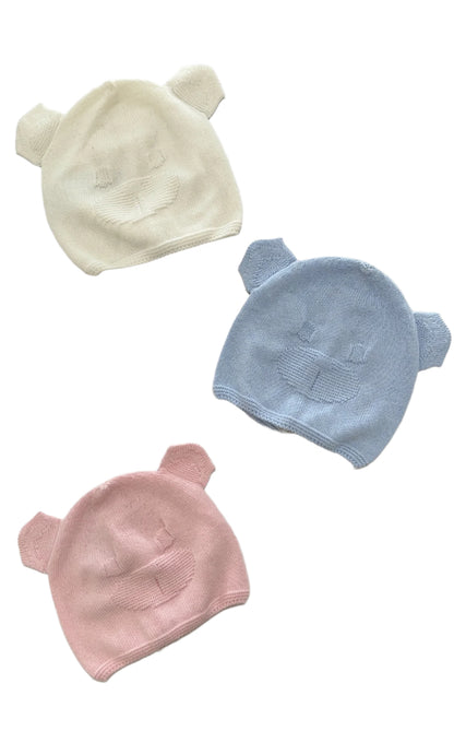 Knit Teddy-Bear Newborn Beanie