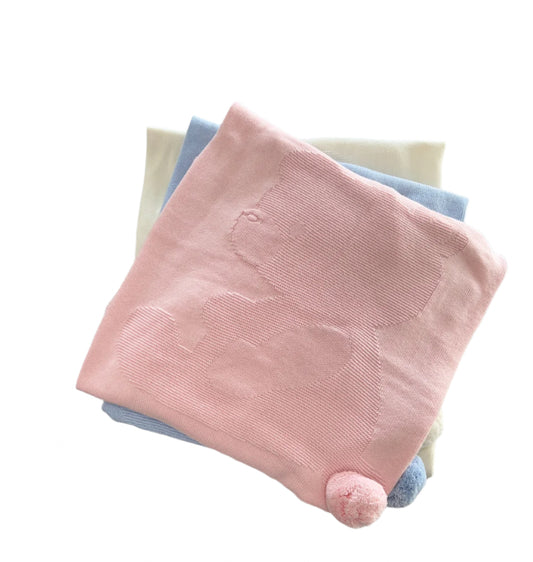 Baby Teddy Bear Knit Blanket