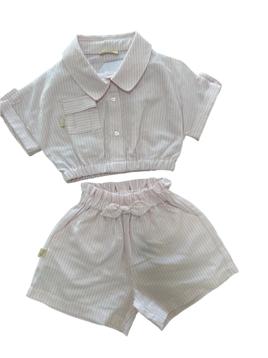 Baby Pink Striped Two-Piece Set