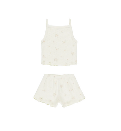 Pointelle Tank + Shortie Set  Pink Ditsy